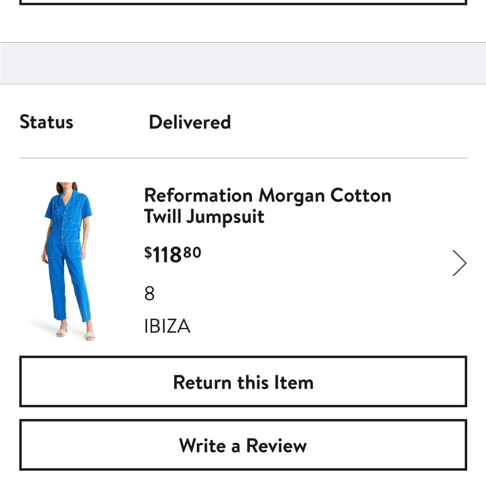 Sz. 8 Reformation Cotton Twill Jumpsuit Royal Blue